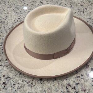Gigi Pip Suede Ceeam Hat with Tan Band